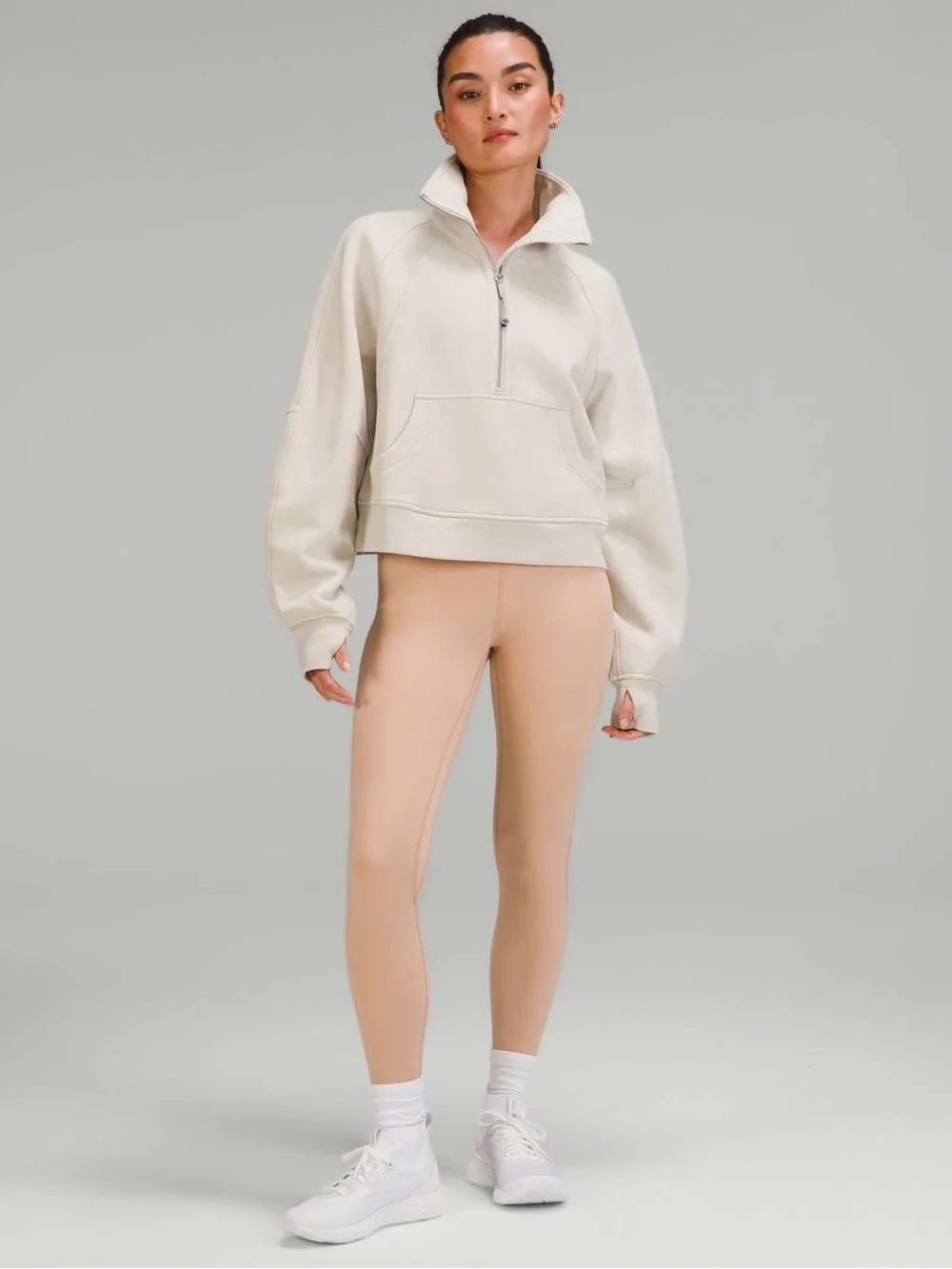 Lululemon Scuba Oversized Funnel Neck Half Zip in Creamy Ivory size XS/Small